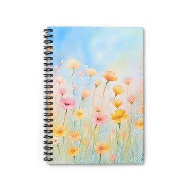 Springtime Blue Floral Spiral Notebook - Ruled Line