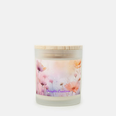 Purple Petal Passion: Frosted Glass Soy Candle (Hand Poured 11 oz)
