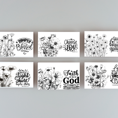 Black and White Inspirational Christian Notecards (6 Pack)