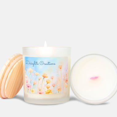 Blue Floral Bliss Frosted Candle (Pink Wick) Glass (11 oz)