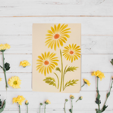 Handmade Yellow Daisy Nature Notecards  (8 pack)