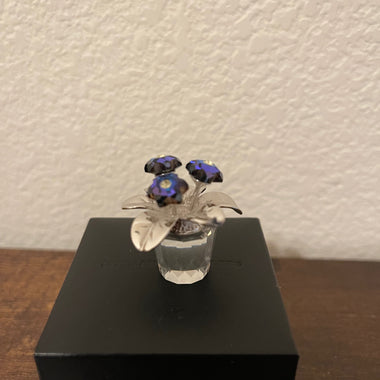Rare Swarovski Crystal Memories Figurine- Primula Flowers - Rhodium Blue 718985