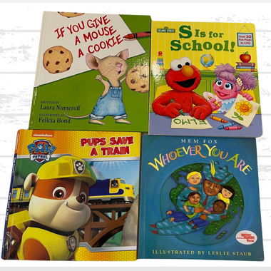(4) Children Books: Paw Patrol, Sesame St, Whoever You Are, Give a Mouse a Cookie