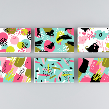 Green Multi-design Abstract Notecards (6 pack)