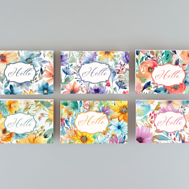 Floral Delight: Watercolor Hello Notecards (6 Pack)