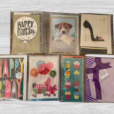 (7) Hallmark 3D Happy Birthday cards that include: embellishments, sequins and pop-up.