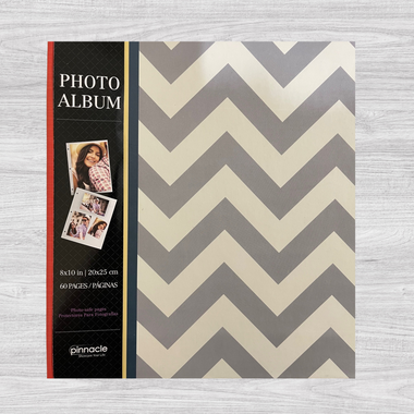 Pinnacle Grey Chevron Photo Album Holds 60 Pages/8 x 10 inch pages
