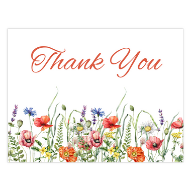 Orange Wildflowers Thank You Card