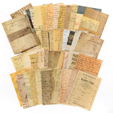 50pcs/set Handwritten Vintage Renaissance English Letters on Colored Paper for Creative Journaling and Scrapbooking