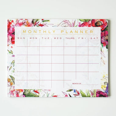 Red Floral Monthly Planner Notepad