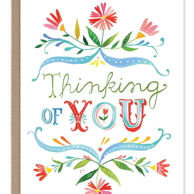 Thinking of You Watercolor Floral Card