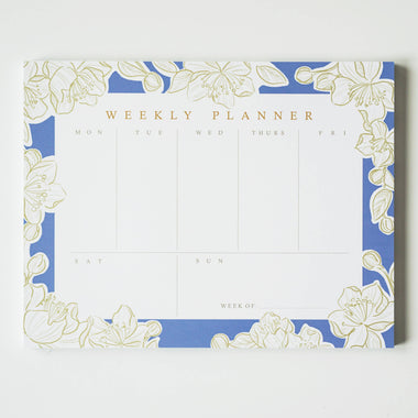 Blue Floral Weekly Planner Notepad