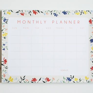 Meadows Print Floral Monthly Planner Notepad