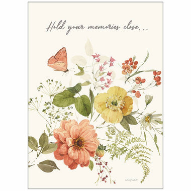 Coral Flowers and Butterfly - Sympathy Card