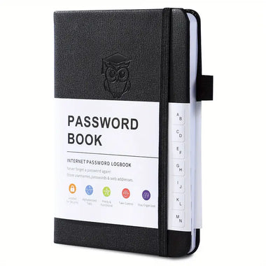 Mini Password Organizer – Hardcover notebook with built-in bookmark tab, and A-Z Tabs
