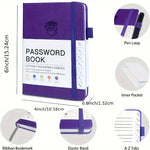 Mini Password Organizer – Hardcover notebook with built-in bookmark tab, and A-Z Tabs