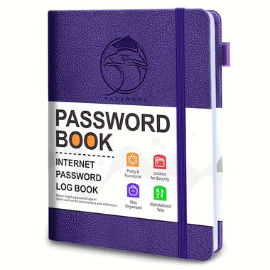 Mini Password Organizer – Hardcover notebook with built-in bookmark tab, and A-Z Tabs