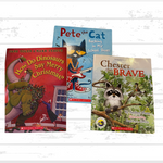 (3) Scholastic Books:  Pete the Cat, Chester The Brave, Dinosaurs Christmas