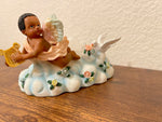 Vintage African American Boy Angel with Harp Figurine