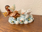 Vintage African American Boy Angel with Harp Figurine
