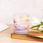 Purple Petal Passion: Frosted Glass Soy Candle (Hand Poured 11 oz)