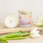 Purple Petal Passion: Frosted Glass Soy Candle (Hand Poured 11 oz)