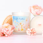 Blue Floral Bliss Frosted Candle (Pink Wick) Glass (11 oz)