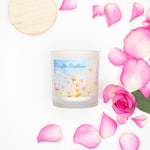Blue Floral Bliss Frosted Candle (Pink Wick) Glass (11 oz)