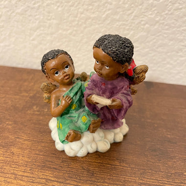 Hand-Painted African American children (Angels) Figurines