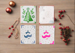 Handmade Christmas Holograph Die Cut Cards (4 pack)