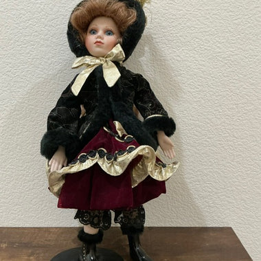 Franklin Mint "Emily Jane" Winter Princess Porcelain Doll with Stand