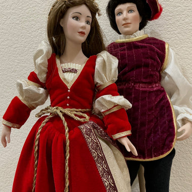 Franklin Heirloom Collection Romeo & Juliet Hand-Painted Porcelain Dolls
