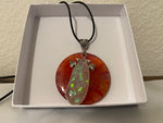 Handmade Dragon Veins Pendant with Opal stone, Leather Cord Necklace, 14 inches