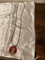 Handmade Dragon Veins Pendant with Opal stone, Leather Cord Necklace, 14 inches