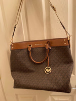 MICHAEL KORS JET SET TRAVEL LARGE NORTH SOUTH TOTE SHOULDER BAG MK SIGNATURE