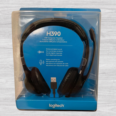Logitech H390 Wired Headset for PC/Laptop, Stereo Headphones with Noise Cancelling Microphone