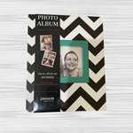 Pinnacle Black and White Striped Photo Album, Holds 208/4" x 6" Photos, with Framed Front