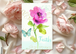 Pink Flower & Butterfly Encouragement Scripture Card