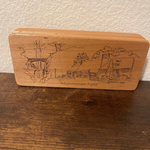 Vintage Wooden Pencil Box: Multnomah Falls