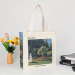 Claude Monet "Japanese Bridge & Woman in the Garden" Canvas  Tote Bags