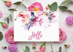 Hand Painted Floral Hello Notecard (8 Pack)