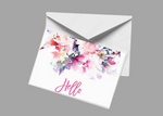 Hand Painted Floral Hello Notecard (8 Pack)