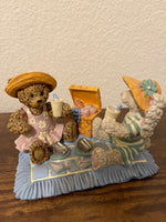 Honeysuckle Hollow Bear and Bunny Rabbit on a Picnic Figurine