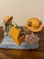 Honeysuckle Hollow Bear and Bunny Rabbit on a Picnic Figurine