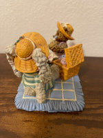 Honeysuckle Hollow Bear and Bunny Rabbit on a Picnic Figurine