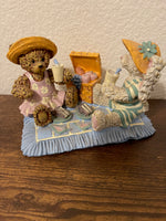 Honeysuckle Hollow Bear and Bunny Rabbit on a Picnic Figurine