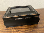 Vintage Cottage Garden Tiny Black Rope Jewelry Box 4.5’ x 3.5”
