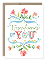 Thinking of You Watercolor Floral Card
