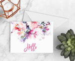 Hand Painted Floral Hello Notecard (8 Pack)